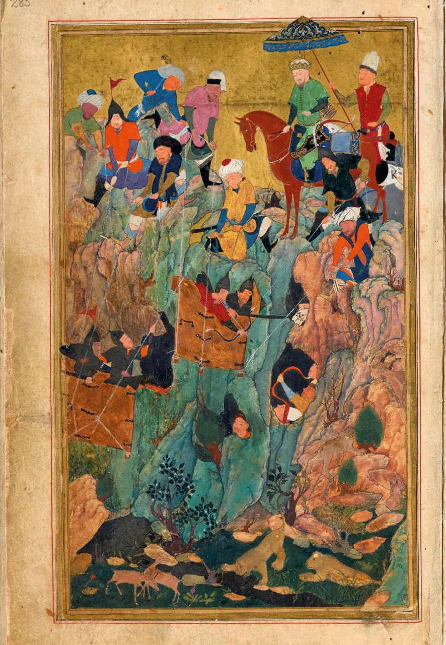 Amir Temurning dushmanlarga qarshi kurashish usuli aks etgan miniatyura