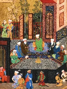 How is the splendor of the kings expressed in the miniature “Iskandar and the Seven Sages”?