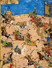 How did Kamal ud-din Behzad depict the battle scenes in the illustration for Nizami’s final book “Khamsa”, “Sharaf-name yi-Iskandari”?