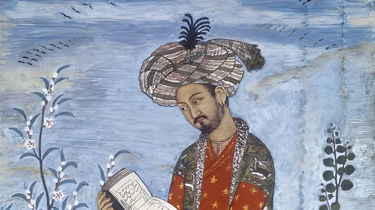 How did Babur's "Dīwān" rubai end up in Raza's library?