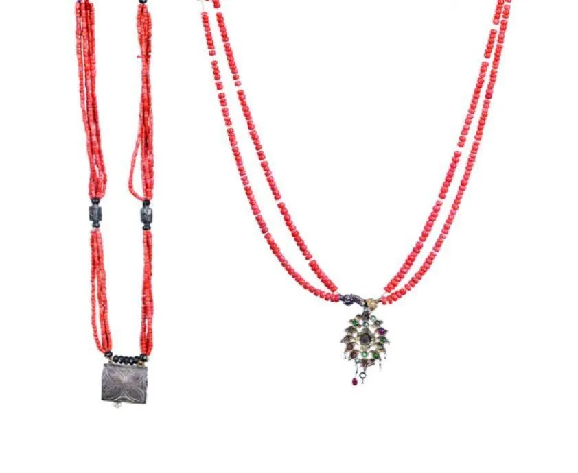 Necklaces made of corals and other breast decorations of Samarkand women