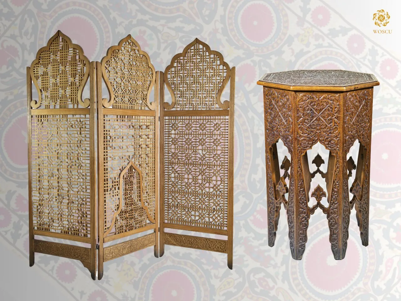 What schools of wood carving and painting existed in Uzbekistan?